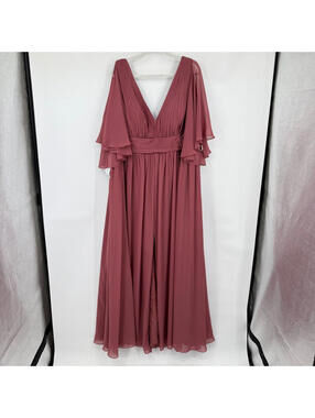 Women's Azazie NWT Temeka A-Line Ruched Chiffon Desert Rose Dress 22/3X